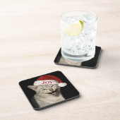 Heel grappig Kerstman Kat Lach Foto Kerstmis Bier Onderzetter (Rechterzijde)