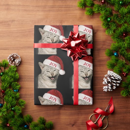 Heel grappig Kerstman Kat Lach Foto Kerstmis Cadeaupapier (Feestdagen Geschenken)