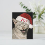 Heel grappig Kerstman Kat Lach Foto Kerstmis Feestdagenkaart (Staand voorkant)