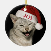 Heel grappig Kerstman Kat Lach Foto Kerstmis Keramisch Ornament (Voorkant)