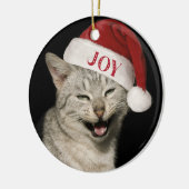 Heel grappig Kerstman Kat Lach Foto Kerstmis Keramisch Ornament (Links)