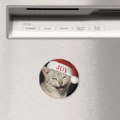 Heel grappig Kerstman Kat Lach Foto Kerstmis Magneet (Insitu (Vaatwasser))