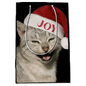 Heel grappig Kerstman Kat Lach Foto Kerstmis Medium Cadeauzakje (Voorkant)