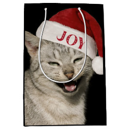 Heel grappig Kerstman Kat Lach Foto Kerstmis Medium Cadeauzakje