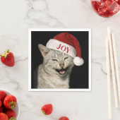Heel grappig Kerstman Kat Lach Foto Kerstmis Servet (Insitu)