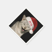 Heel grappig Kerstman Kat Lach Foto Kerstmis Servet (Hoek)