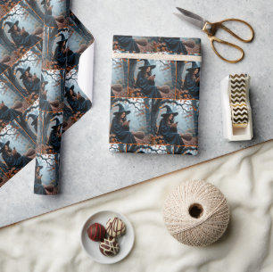 Heel Halloween Heks Typt op een Mobiele Telefoon Cadeaupapier