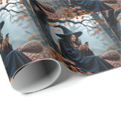 Heel Halloween Heks Typt op een Mobiele Telefoon Cadeaupapier (Rol Hoek)