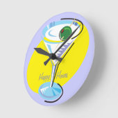 Heel Happy Hours_retro-stijl Martini glass Ronde Klok (Hoek)