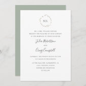 Heel kleine bladeren formeel monogram bruiloft kaart (Voorkant / Achterkant)