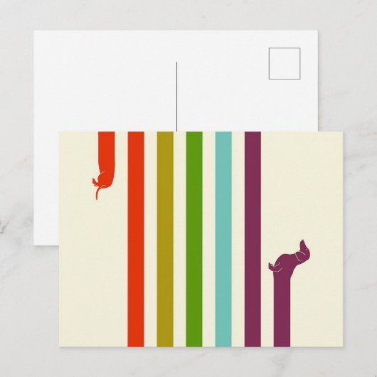 Heel lang Dachshund, kleurrijk | Husky Lover Feestdagenkaart (Voorkant / Achterkant)