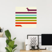 Heel lang Dachshund, kleurrijk | Husky Lover Poster (Thuiskantoor)