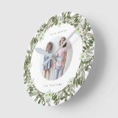 Heel Merry Pine en Floral Winter Wreater Kerstmis Ronde Klok (Hoek)