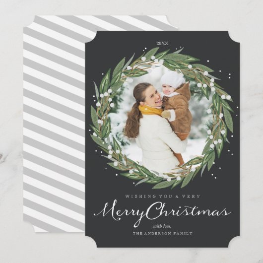 Heel Merry Wreath, kerstfotokaart Feestdagenkaart (Voorkant / Achterkant)
