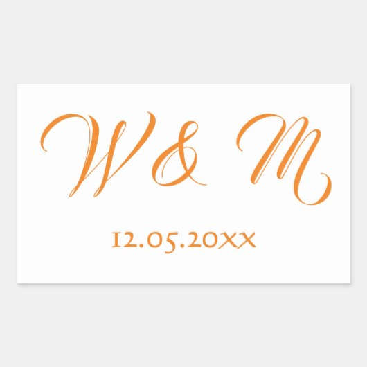 Heel Oranje en wit Rechthoekige Sticker (Voorkant)