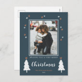 Heel prettig kerstfeest Modern Doodle Trees Foto Feestdagenkaart (Voorkant / Achterkant)