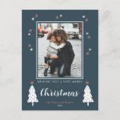 Heel prettig kerstfeest Modern Doodle Trees Foto Feestdagenkaart (Voorkant)