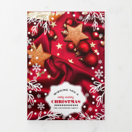 Heel prettig kerstfeest. Multi Photo Holiday Drieluik Aankondiging