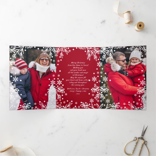 Heel prettig kerstfeest. Multi-Photo Tri-Fold Card Drieluik Aankondiging (Binnen)