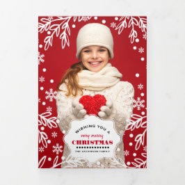 Heel prettig kerstfeest. Multi-Photo Tri-Fold Kaar Drieluik Aankondiging