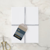 Heel prettige blauwe strepen kerst cadeaulabel (Met Touw)