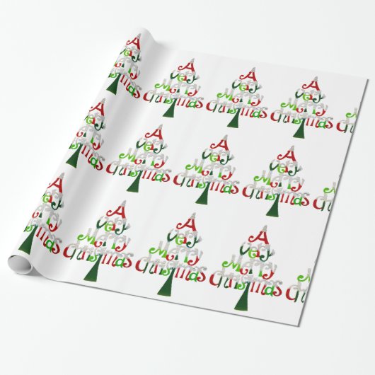 Heel prettige kerstboom cadeaupapier (Uitgerold)