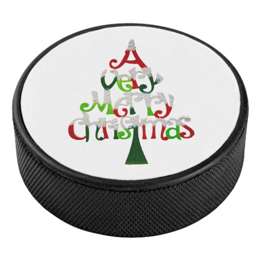 Heel prettige kerstboom hockey puck (3/4)
