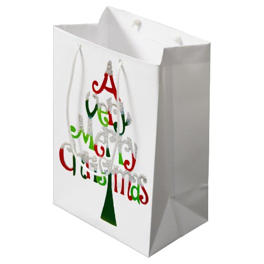 Heel prettige kerstboom medium cadeauzakje (Voorkant Gekanteld)