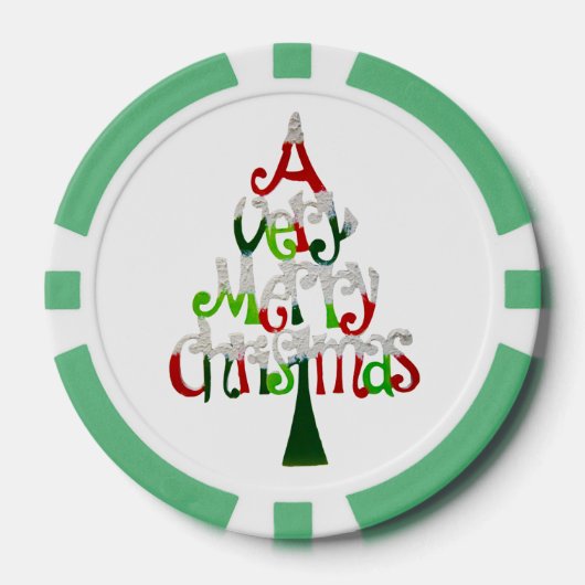 Heel prettige kerstboom pokerchips (Voorkant)