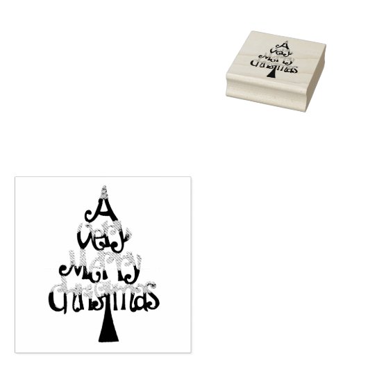 Heel prettige kerstboom rubberstempel (Gestempeld)