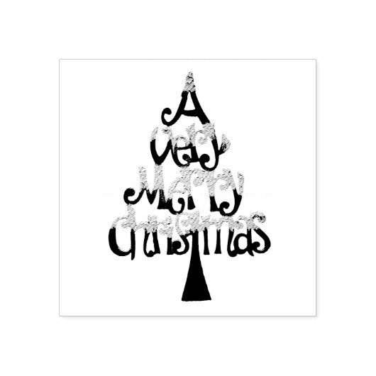 Heel prettige kerstboom rubberstempel (Afrduk)
