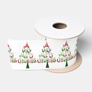 Heel prettige kerstboom satijnen lint