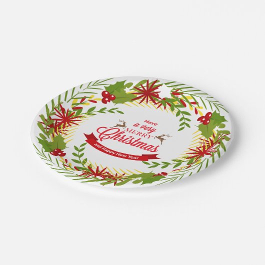 Heel prettige kerstBorden Papieren Bordje (Gekanteld)