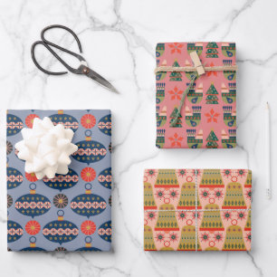 Heel prettige kerstpatronen inpakpapier vel