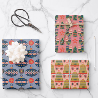 Heel prettige kerstpatronen inpakpapier vel