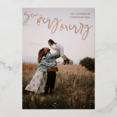 Heel prettige moderne kalligrafie Foto Gold Folie Feestdagenkaart (Voorkant)