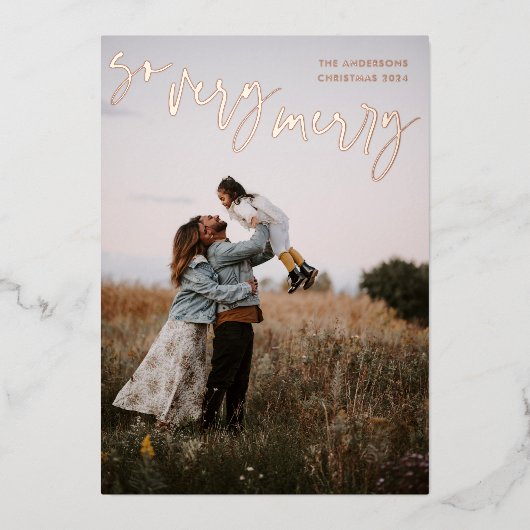 Heel prettige moderne kalligrafie Foto Gold Folie Feestdagenkaart (Voorkant)