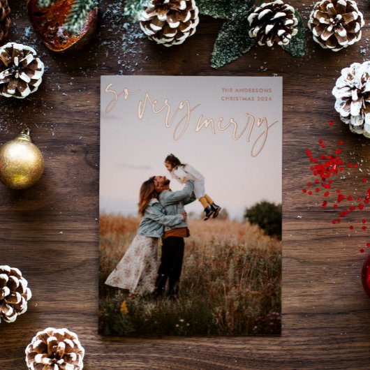 Heel prettige moderne kalligrafie Foto Gold Folie Feestdagenkaart