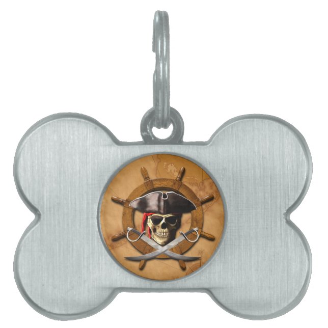 Heel Roger Pirate Wheel Huisdieren Naamplaatje (voorkant)
