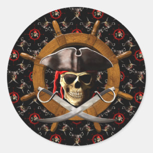 Heel Roger Pirate Wheel Ronde Sticker