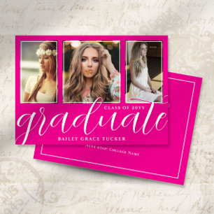 Heel Roze Afstudeerscript 3-Foto Afstuderen Aankondiging