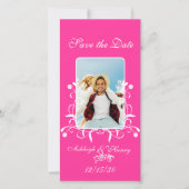 Heel Roze Fuchsia Bewaar de Datum Jouw Foto Save The Date (Voorkant)