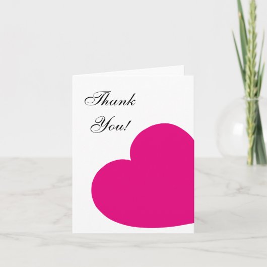 Heel Roze Hart Dank Je Bedankkaart (Voorkant)