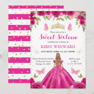 Heel Roze Jurk Blond Prinses Sweet 16 Kaart