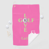 Heel Roze Liefde Golf Monogram Naam Golfhanddoek (Insitu)
