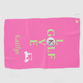 Heel Roze Liefde Golf Monogram Naam Golfhanddoek (Horizontaal)