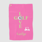 Heel Roze Liefde Golf Monogram Naam Golfhanddoek (Voorkant)