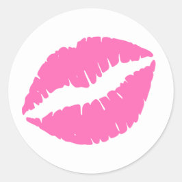 Heel roze lippenstift afdruk ronde sticker
