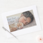 heel schattig meisje dat kleine beagle puppy maakt rechthoekige sticker (Envelop)