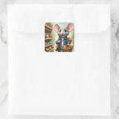 Heel schattig muizenwinkelen. vierkante sticker (Tas)